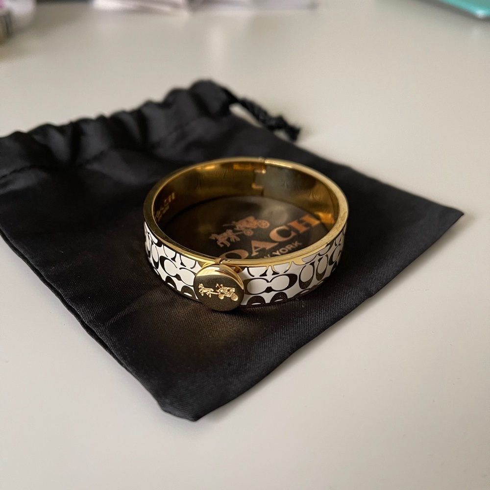 Coach White/Gold Signature C Bangle